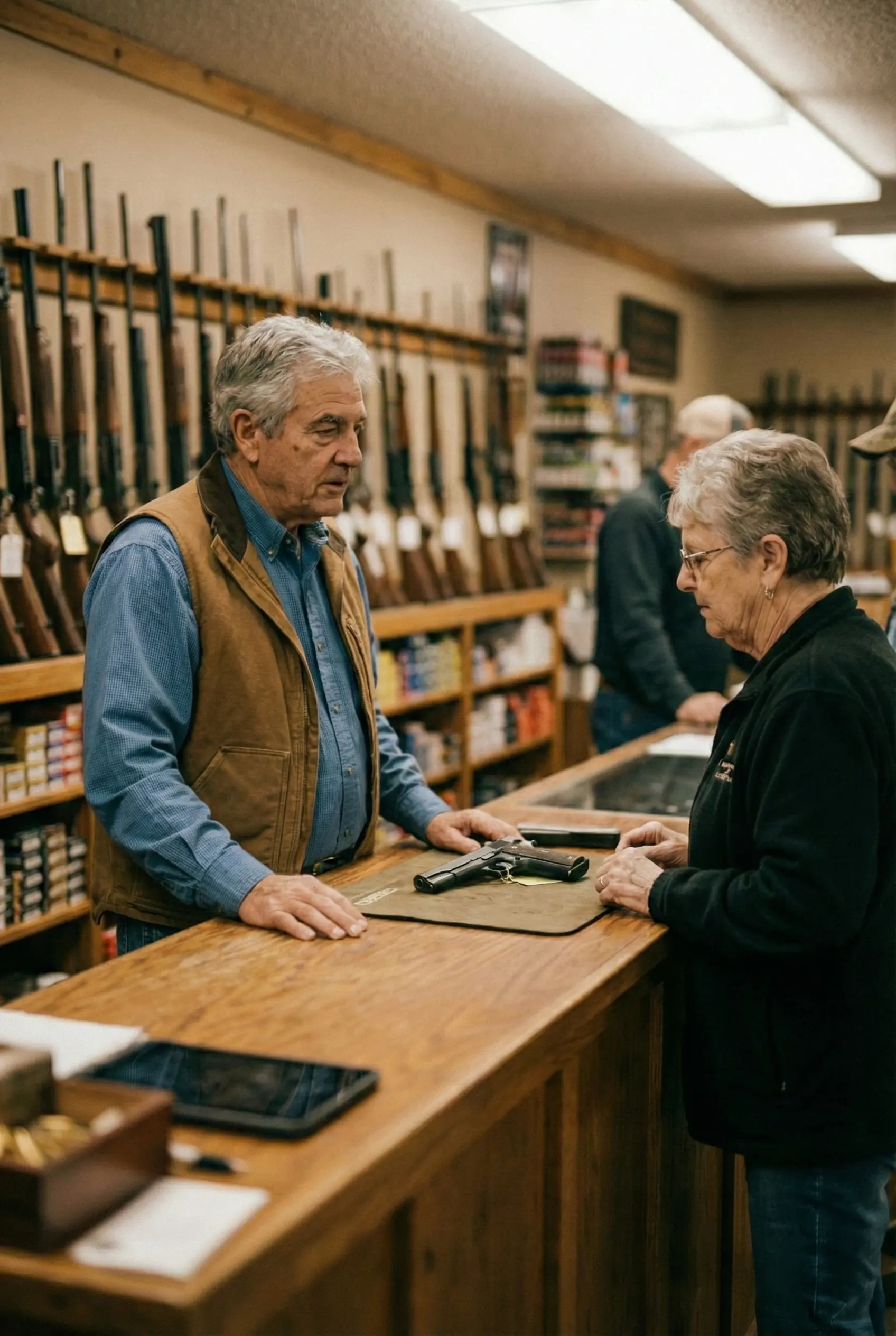 Gun shop counter