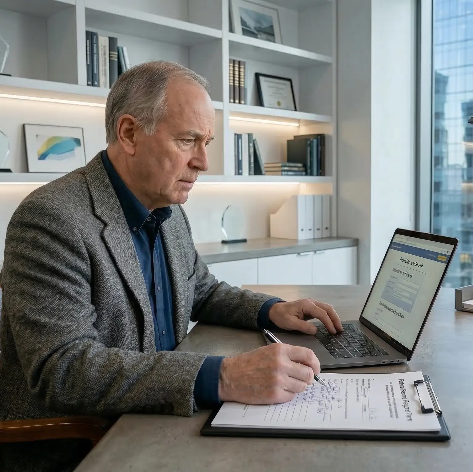 An executor confirming recipient eligibility before firearm transfer